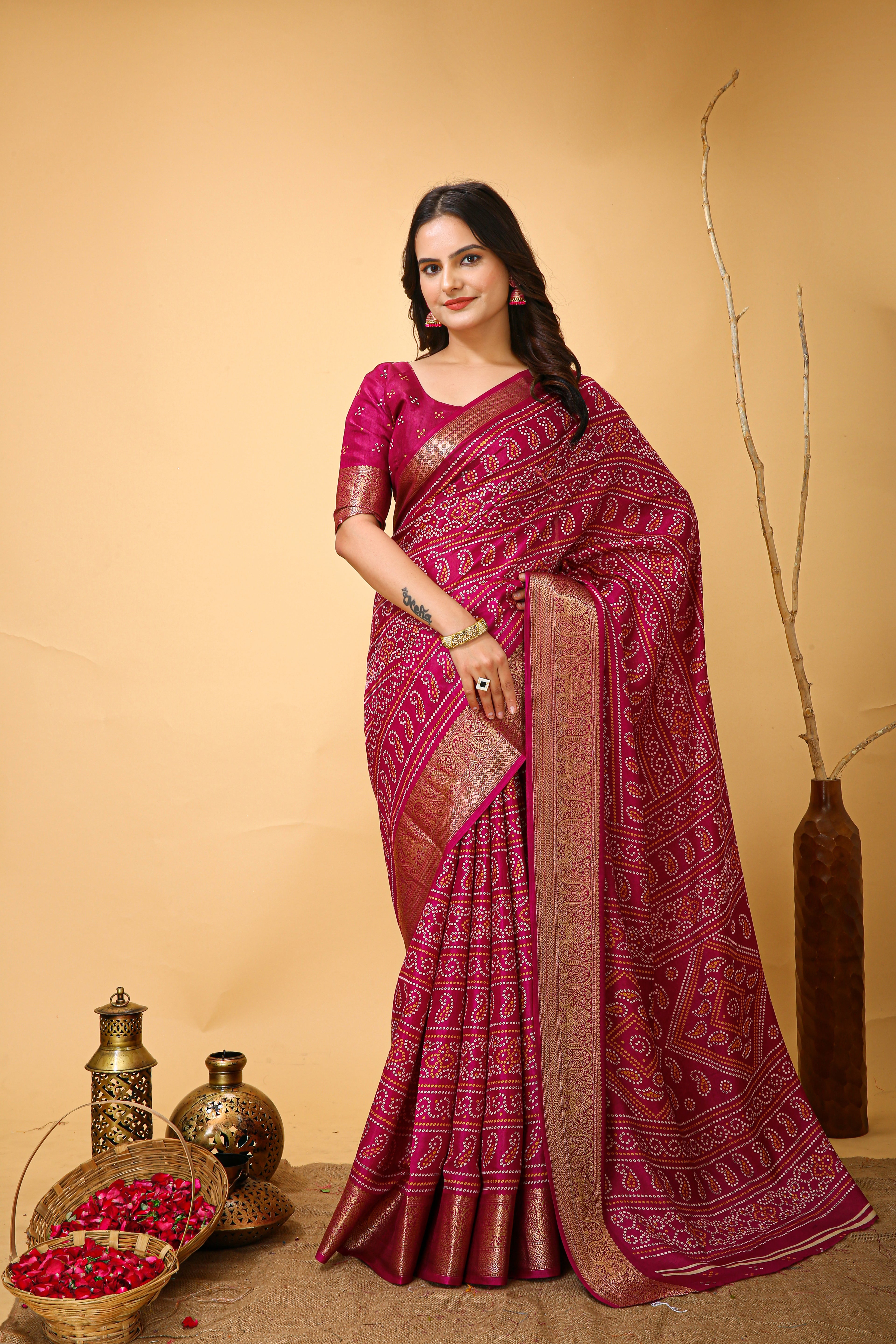 Elegant Dola Cotton Kalamkari Saree with Premium Jacquard Kanjivaram Zari Border
