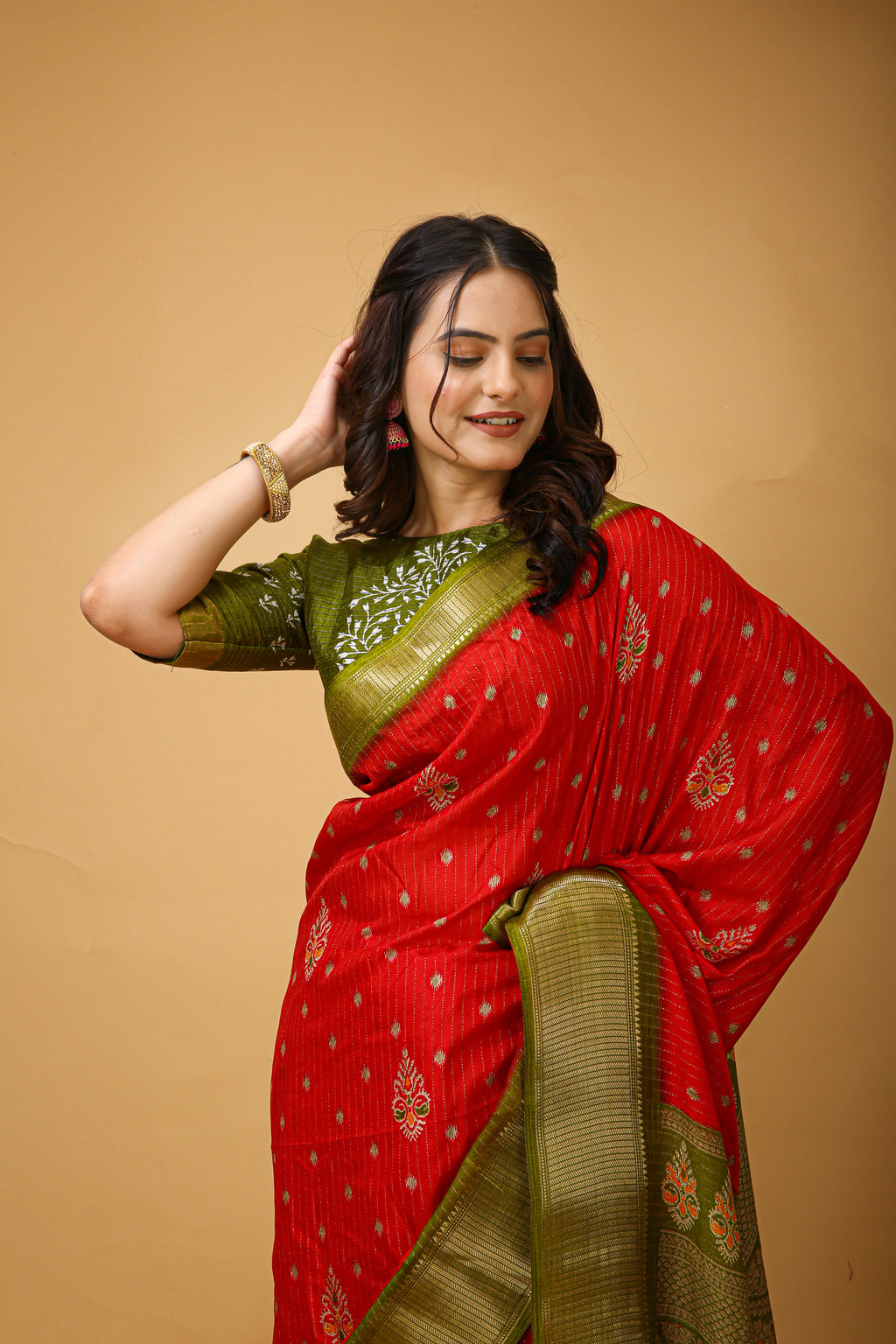 Premium Soft Dola Cotton Saree in Kalamkari Print with Jacquard Zari Border