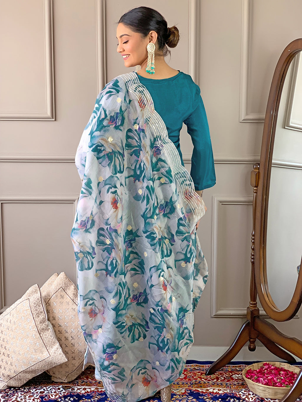 Rama Premium Viscose Chanderi Embroidered Kurta Set with Dupatta