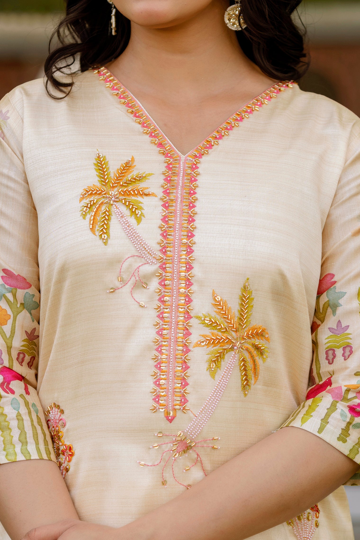 Off White Premium Viscose Assam Silk Embroidered Kurta Set with Dupatta