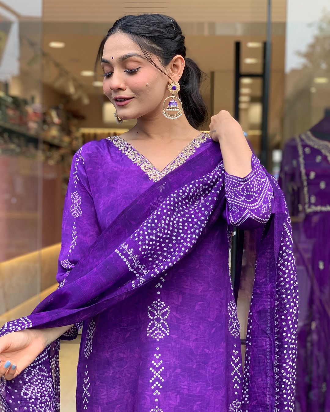 Hot Pink Embroidered Kurta Set | French Crepe with Chinon Dupatta