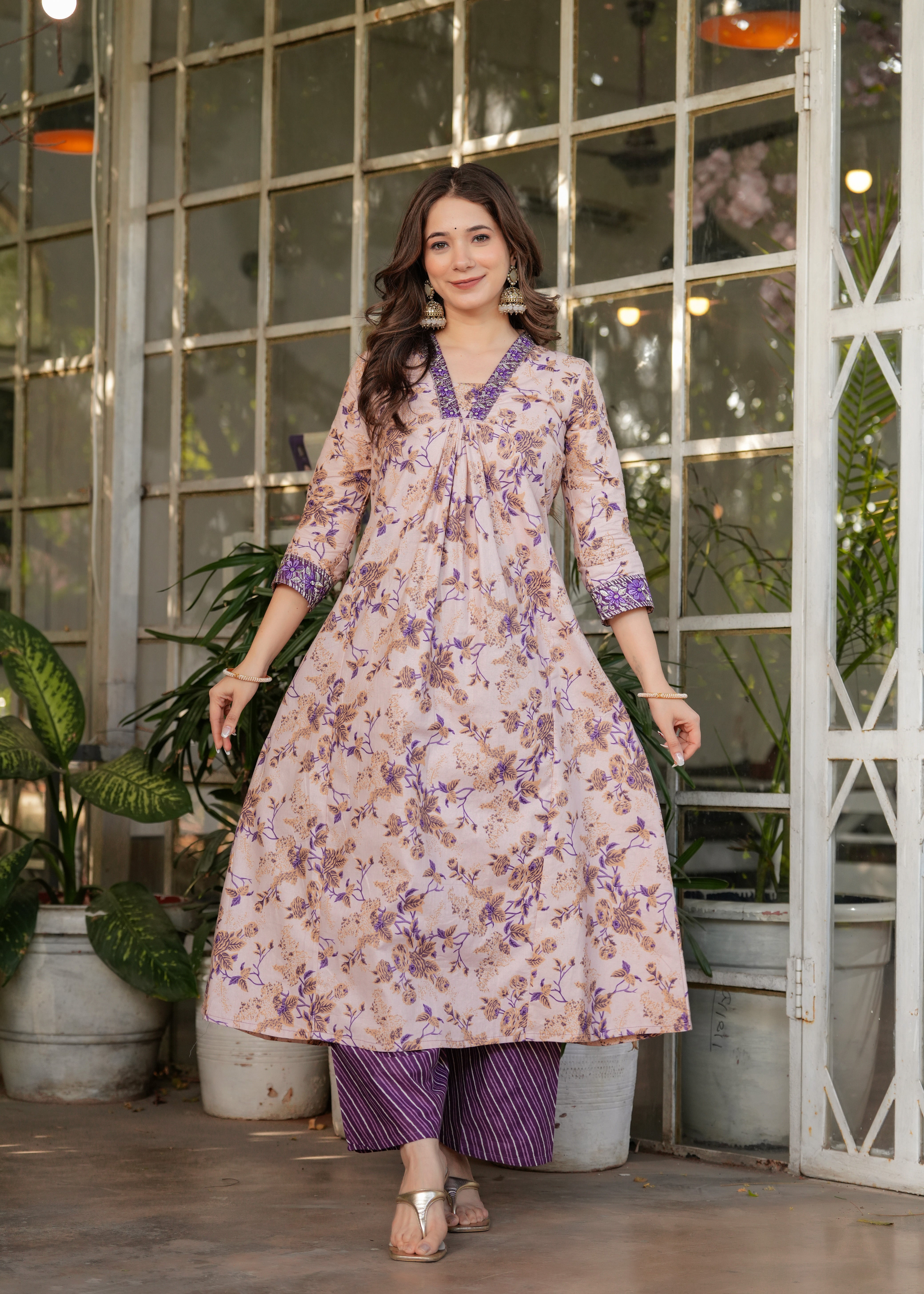 Cream Elegant Pure Cotton Kurta Set with Dupatta
