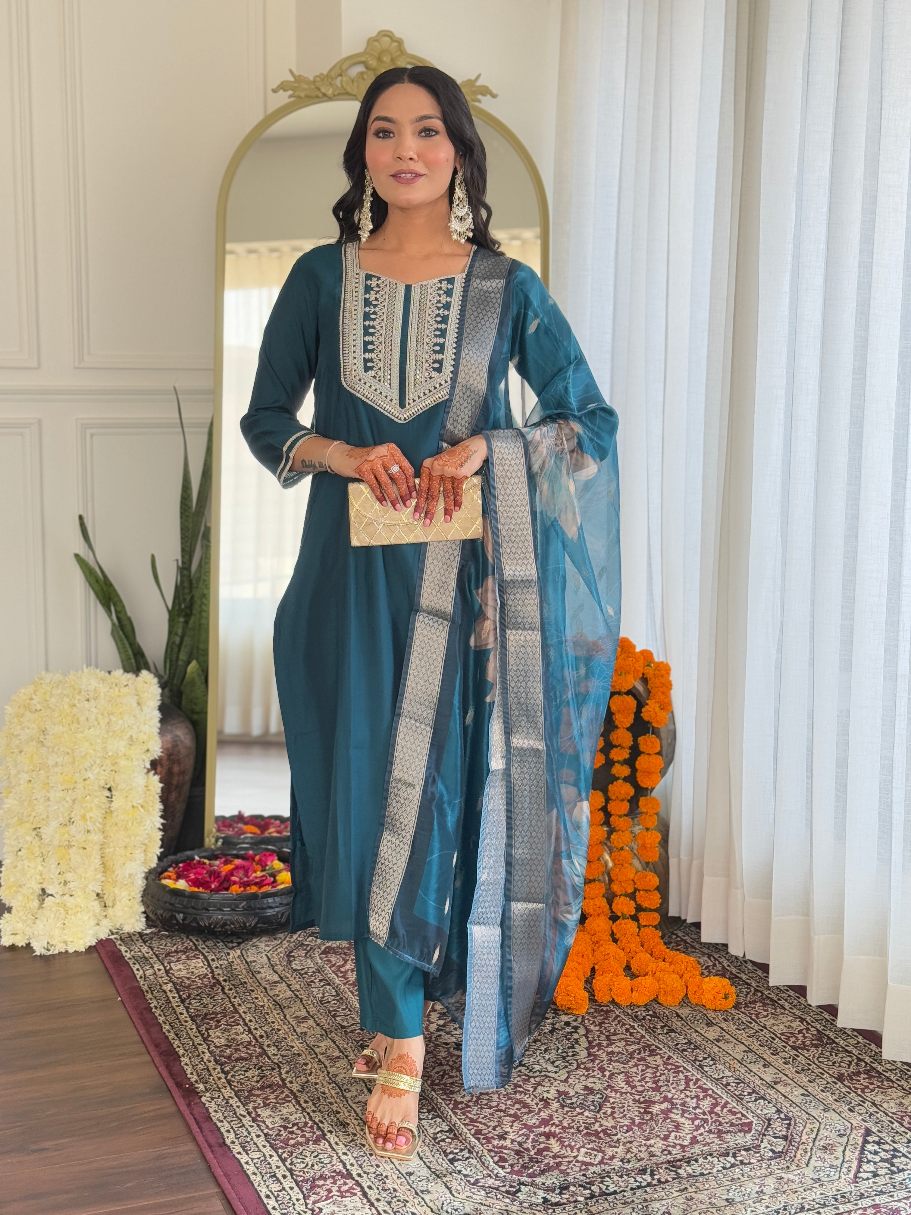 Rama Premium BSY Viscose Embroidered Kurta Set with Dupatta