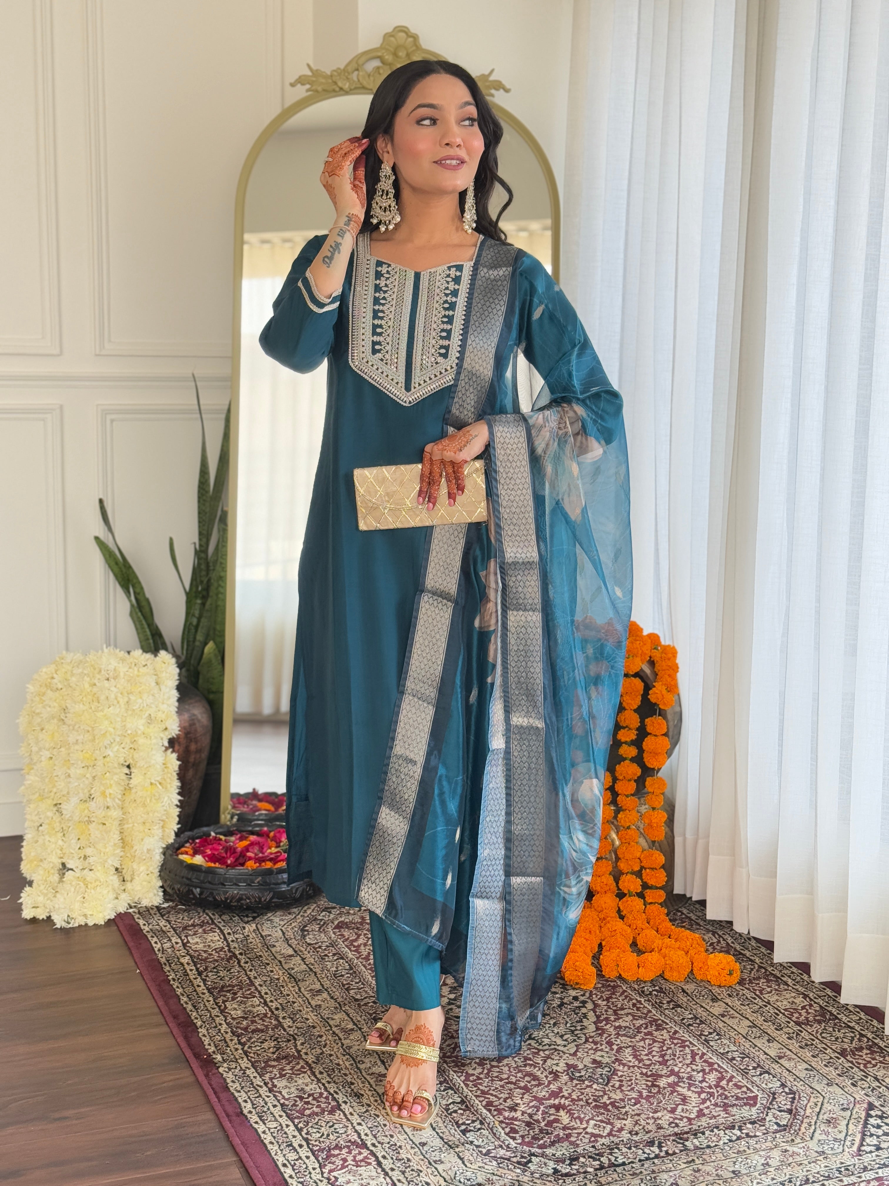 Rama Premium BSY Viscose Embroidered Kurta Set with Dupatta