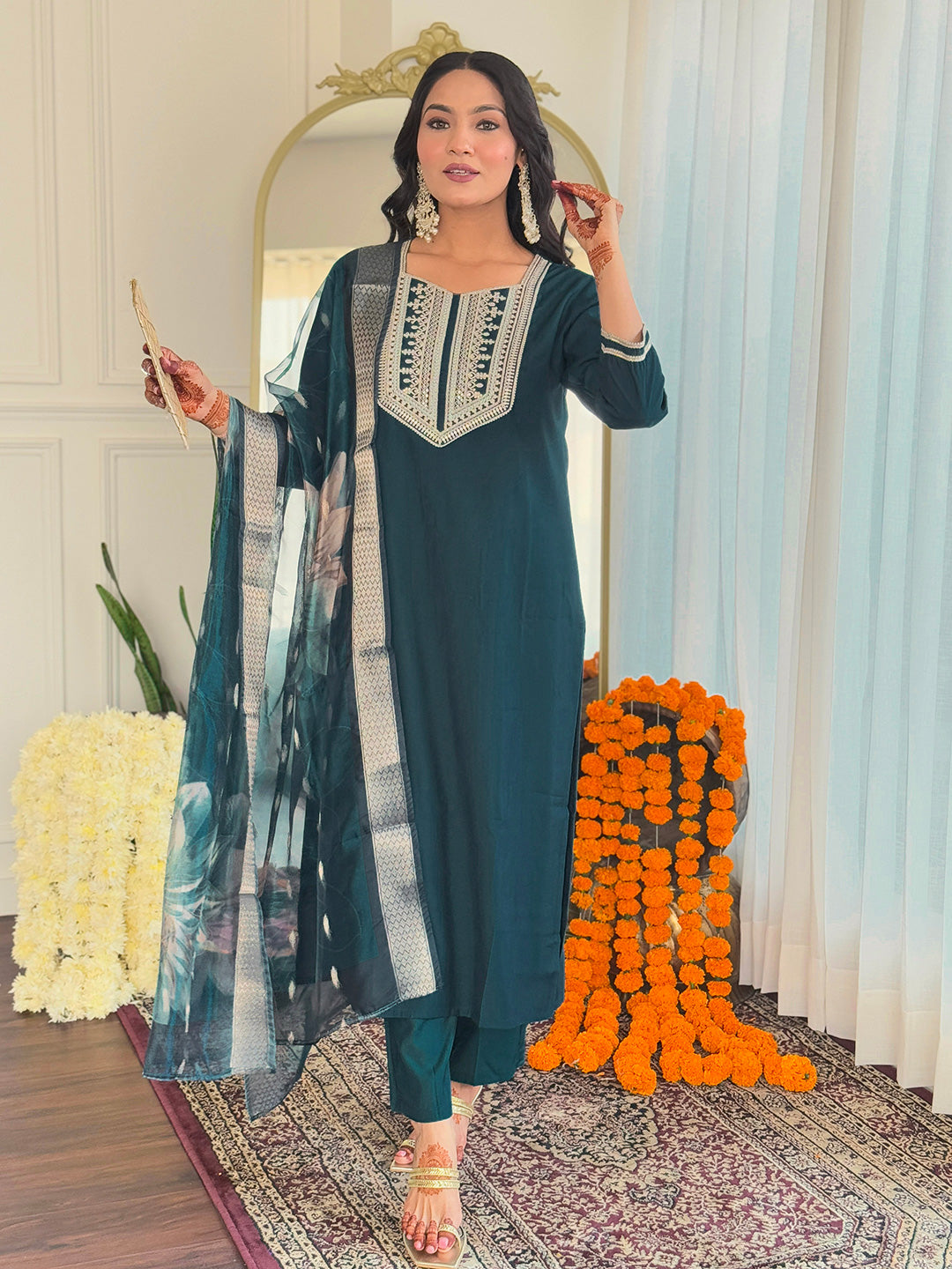 Rama Premium BSY Viscose Embroidered Kurta Set with Dupatta