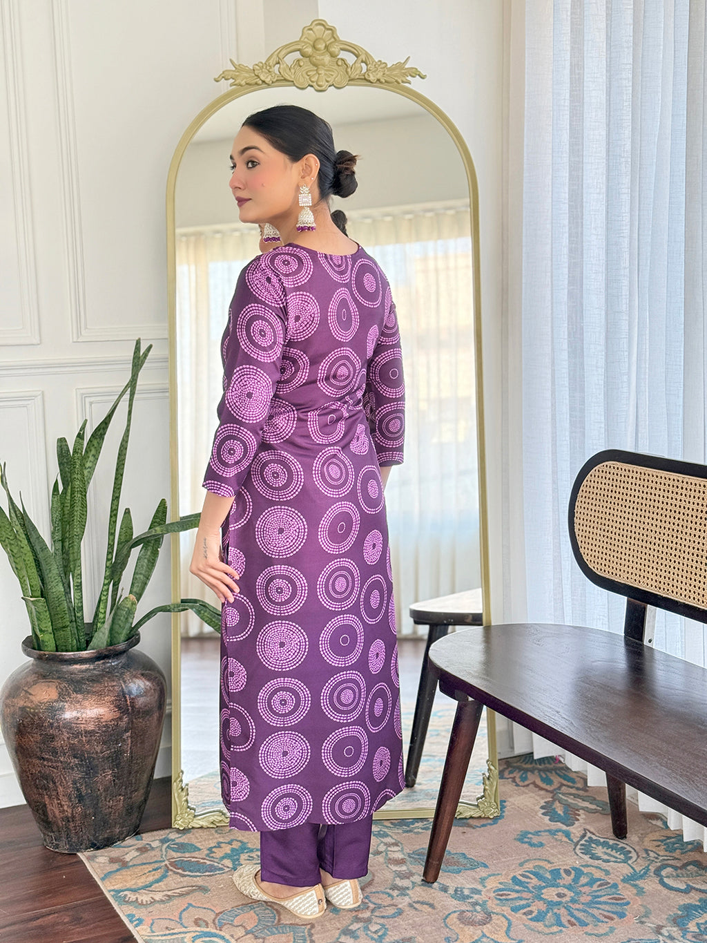 Purple Premium Rayon Embroidered Kurta Set with Dupatta