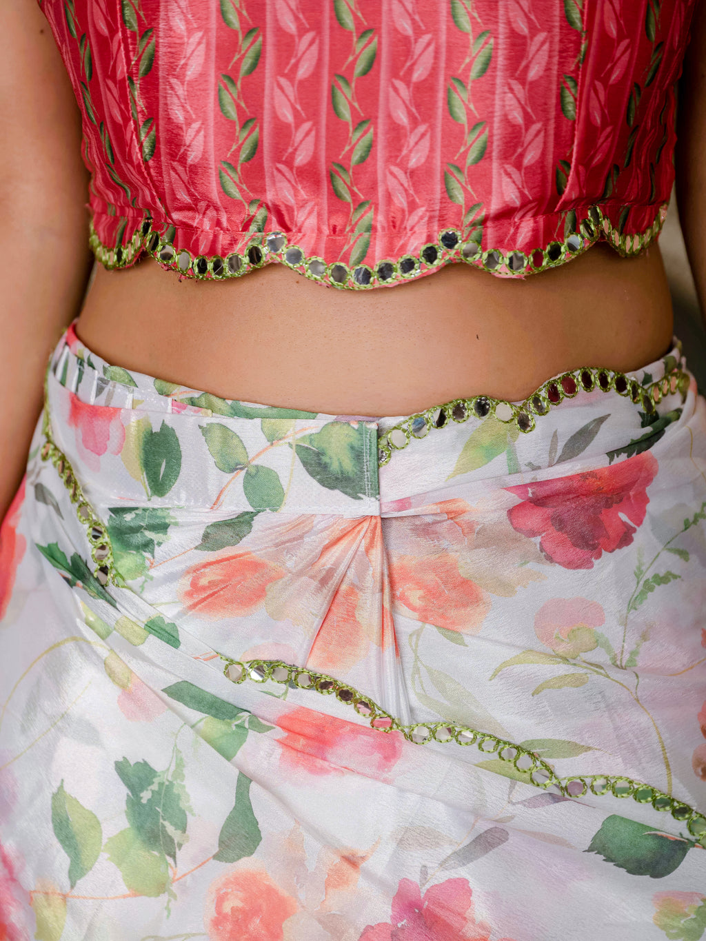 Ready to Wear Off White Heavy Chinnon Printed Saree