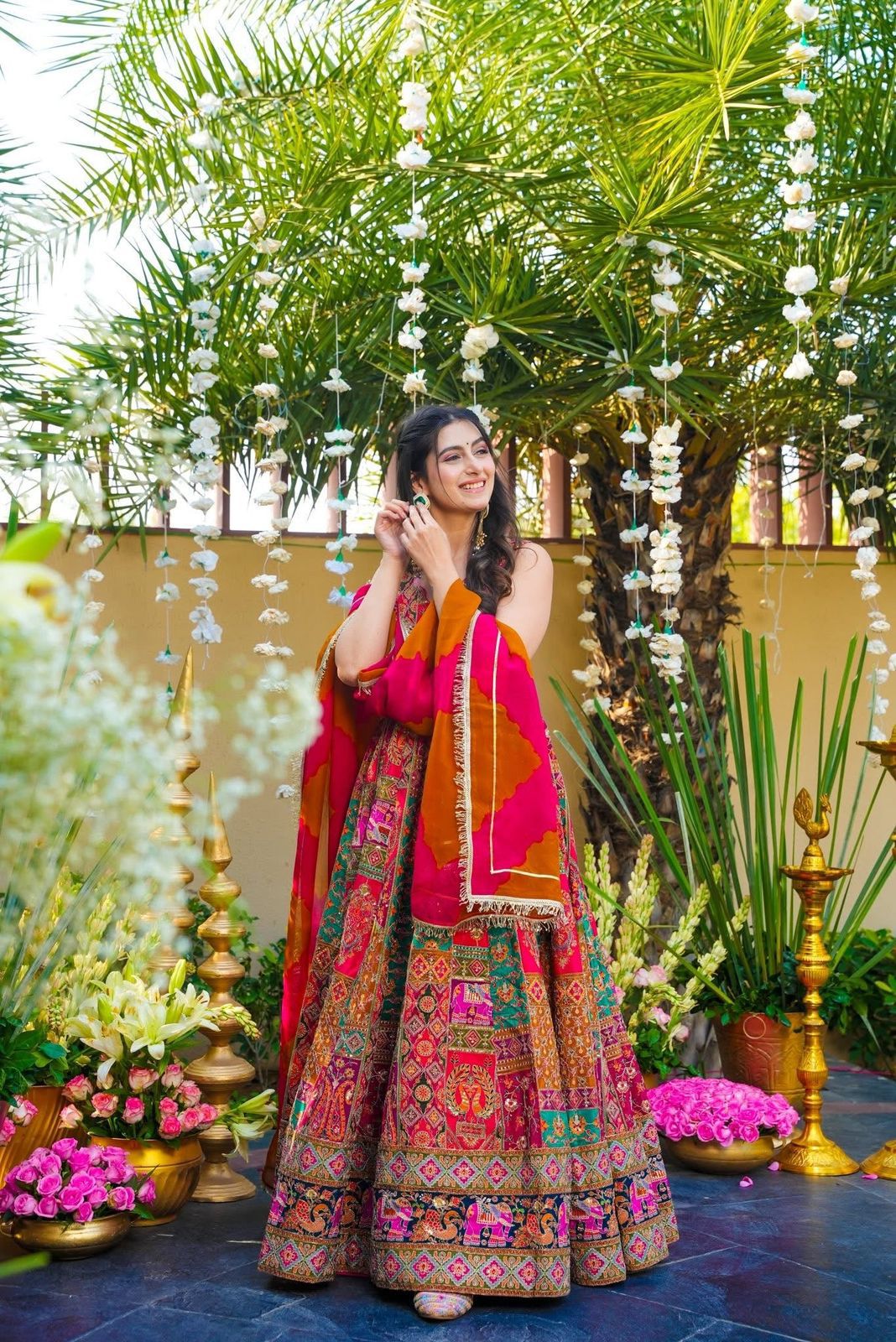 Red Jimmy Organza Silk Anarkali Gown with Dupatta