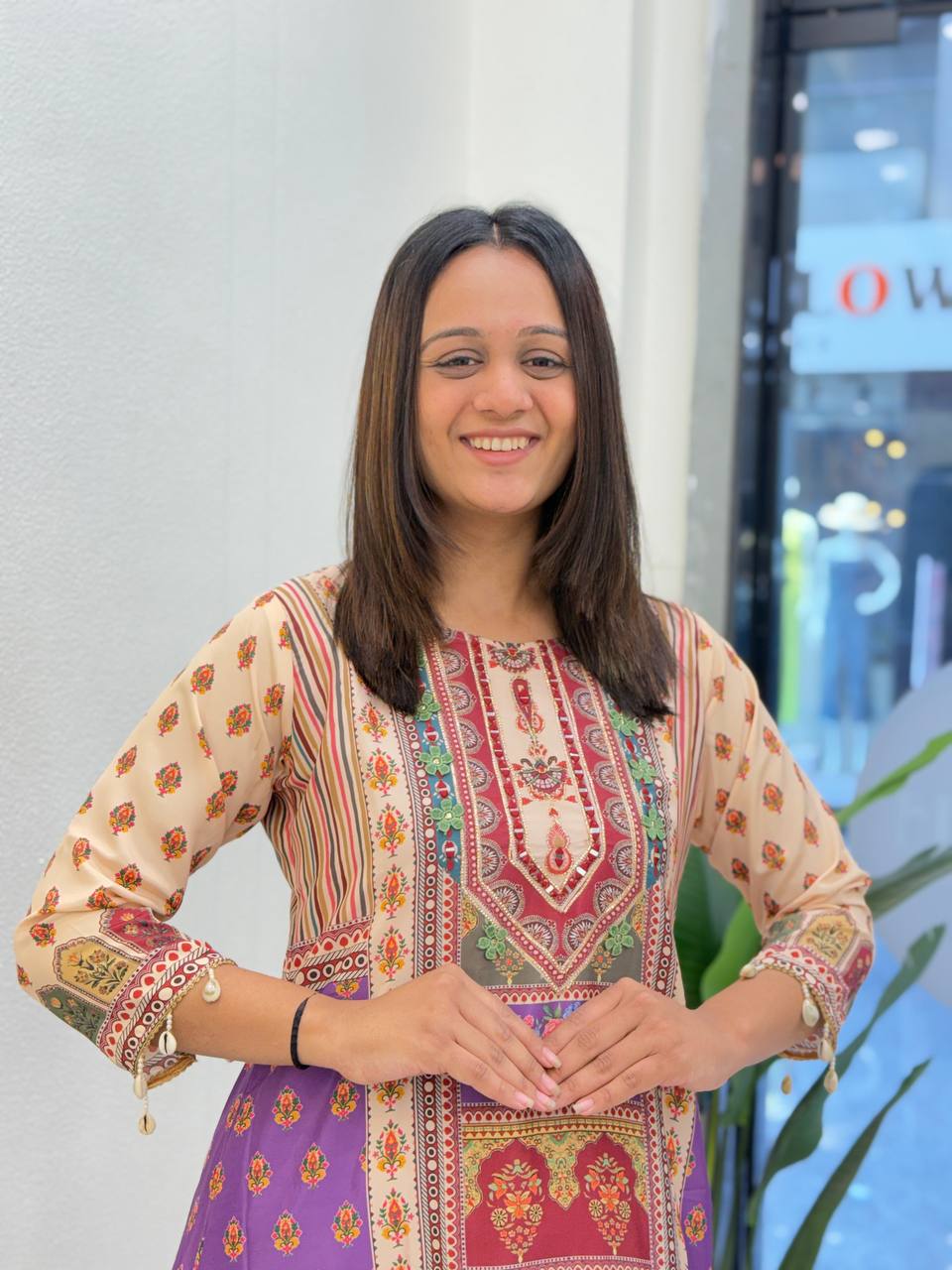 Royal Purple Printed Pure Chinon Kurta Plazo Dupatta Set