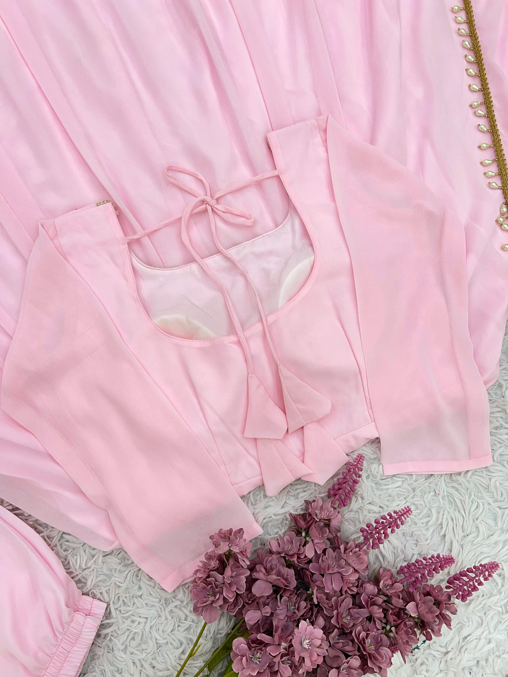 Pink Faux Georgette Anarkali Kurta Set with Dupatta