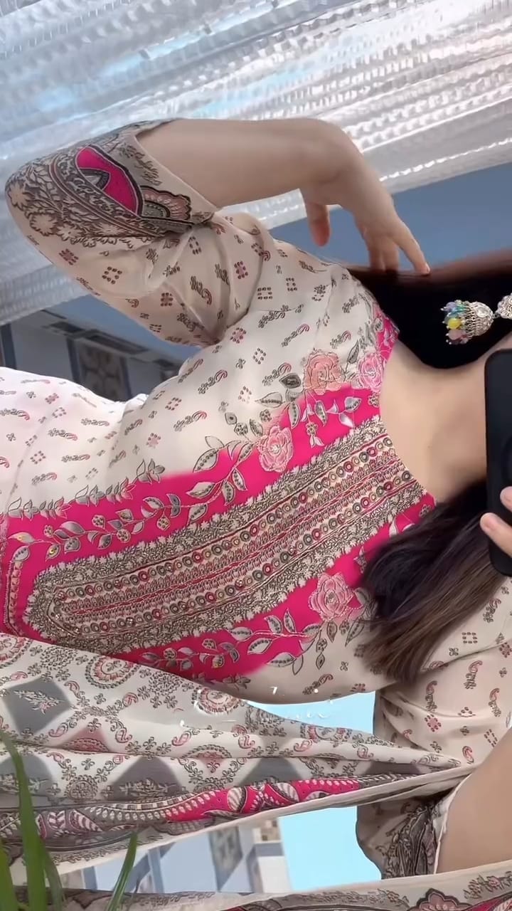 Pink Printed Pure Muslin Kurta Set with Dupatta