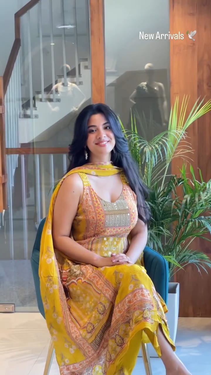 Rani Pink Maslin Mirror Work Kurta Set with Dupatta